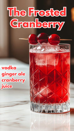 The Frosted Cranberry Recipe Cranberry Garnish, Christmas Cocktails Vodka, Christmas Vodka, Cranberry Recipe, Cocktail Cards, Frosted Cranberry, Christmas Meal, Cranberry Vodka, Cranberry Cocktail