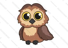 an owl with big yellow eyes sitting down