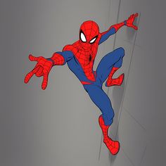 a spider man flying through the air with his legs spread out in front of him