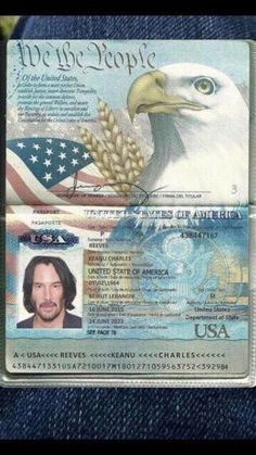 an american passport with the image of a bald eagle on it's front and side