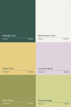 four different shades of green, yellow and purple in the same color scheme for each room