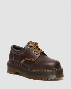 8053 Arc Crazy Horse Leather Platform Casual Shoes in Dark Brown | Dr. Martens 8053 Quad, Docs Shoes, Dr Martens 8053, Doc Martens Shoes, Combat Boot, Crazy Horse, Goodyear Welt, Boots For Sale, Looks Vintage