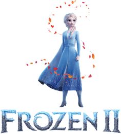 the frozen ii movie poster is shown with an image of a woman in blue dress