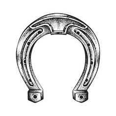 an old fashioned horseshoe, vintage line drawing or engraving