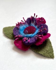 Purple and Magenta 2.5” Felted Flower Brooch, Felted Flower Pin, Hat Flower Brooch Art Deco Hats, Pin Hat, Wool Cloche Hat, Hat Flower, Valentines School, Flower Hats, Engagement Cards, Get Well Cards, Flower Pins