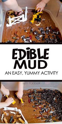 an easy edible mud activity for toddlers to play with