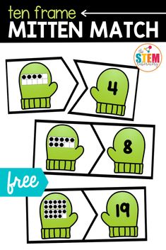 the ten frame mitten match is an easy way to practice numbers and counting skills