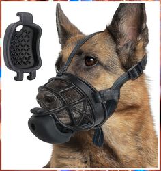 Dog Muzzle with Slow Feeder for Positive Conditioning, Prevents Biting Scavenging Chewing and Licking, Humane Basket Muzzle f Dog Muzzles, Aggressive Dogs, Tactical Dog Harness, Pet Cushions, Dog Varieties, Slow Feeder, Puppy Clothes