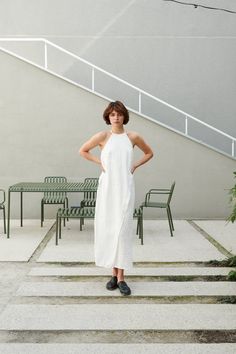 Off White Linen Summer Dress, White Linen Summer Maxi Dress, White Linen Midi Dress For Daywear, White Linen Summer Midi Dress, Off-white Linen Beach Dress, White Linen Sundress Midi Dress, White Linen Sundress For Summer, White Linen Sundress For Spring, White Linen Sundress For Vacation