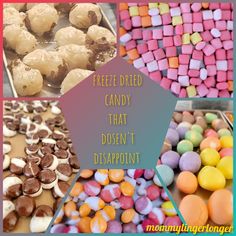 there are many different types of candies in this collage with the words free candy that doesn't disapport