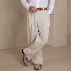 Season:Spring  Summer; Fabric:Linen Cotton Blend; Gender:Men's; Style:Basic,Fashion; Occasion:Holiday,Daily,Casual; Fit Type:Regular Fit; Function:Breathable,Comfort; Waistline:Mid Waist; Pattern:Plain; Design:Front Pocket,Straight Leg; Pants Type:Dress Pants,Linen Pants,Pleated Pants,Summer Pants; Fly Type:Button; Front page:FF; Listing Date:12/20/2023; Hips:; Length:; Waist:; Fit US Size: Summer Business Casual Full Length Pants, Full Length Business Casual Summer Pants, Full Length Pants For Business Casual In Summer, Full Length Smart Casual Summer Pants, Casual Beige Full-length Dress Pants, Summer Full-length Chinos With Pockets, Classic Full-length Bottoms For Summer, Classic Full-length Summer Bottoms, Classic Full Length Dress Pants For Summer