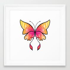 a watercolor painting of a butterfly with yellow wings and pink tail, on a white background