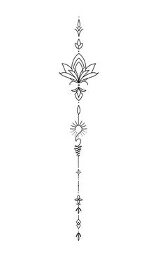 a line drawing of a flower with arrows on the side and an arrow in the middle