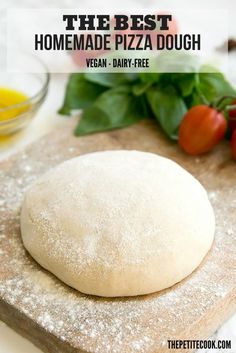 the best homemade pizza dough vegan - dairy - free with basil and cherry tomatoes