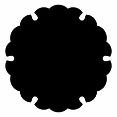 a black and white silhouette of a circular object with four petals on each side, in the shape of a flower