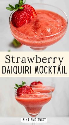 strawberry daiquii cocktail with text overlay