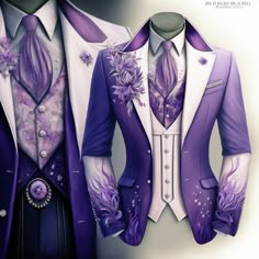 Purple Fantasy Suit Male, Fantasy Formal Wear Male, Male Masquerade Outfit, Fantasy Fashion Male, Man Dress Design, Suit Drawing, Teal Outfits, Dapper Outfit, Purple Suits