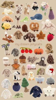 many different stuffed animals are arranged in the shape of an animal's head and body