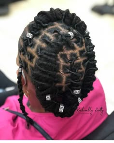 Locstyles Women Short, Loc Styles Beads, Small Diamond Part Locs, Loc Crown, Loc Decoration Dreadlock Hair, Locs With Diamond Parts, Loc Jewelry On Short Locs, Updated Hair Styles, Short Loc Styles