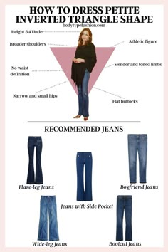 Retro Flared Jeans Petite Inverted Triangle, Jeans Style Guide, Light Color Jeans, Dress Body Type