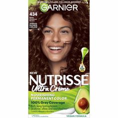 Garnier Nutrisse Ultra Crème Nourishing Permanent Hair Color nourishes as it colors for 2x shinier, silkier and nourished hair vs. uncolored, unwashed hair. Garnier Nutrisse permanent deep chestnut brown hair dye comes with a fruit oil ampoule that you pour directly into the mix. Our nourishing after color conditioner is infused with five responsibly-sourced oils - avocado, olive, coconut, argan and shea. The new ColorBoost technology efficiently infuses intense dyes into the hair fiber for rich Chestnut Brown Hair Dye, Garnier Hair Color, Blonde Hair Colour Shades, Hair Color Brown Chestnut, Wine Hair Color, Cowboy Copper, Chestnut Brown Hair, Buttery Blonde, Color Conditioner