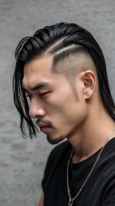 Discover the Best Asian Men Hairstyle Trends for Long Hair and Short Fade Looks Haircut Asian Men, Long Hair Undercut, Hairstyles Asian Men, Asian Men Hairstyles, Maroon Highlights, Hairstyles Asian, Undercut Fade