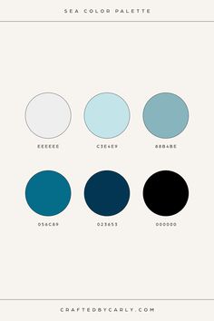 the color scheme for sea colors is shown in blue, black and white tones with different shades