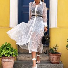 Beautiful Sheer, Long Button Down With Collar. Can Be Worn As A Dress Or Duster! Brand New With Tags! Slip Dress Fashion, Fashion Questions, Dress Wallpaper, Women Lace Dress, Lace Dress Styles, Petite Fashion Tips, Fashion Nova Outfits, Wallpaper Photo, Queer Fashion