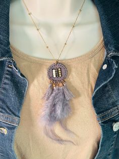 The adorable gray dream catcher necklace is hand made in the USA. This necklace is the perfect accessory for any womens wardrobe.   This necklace is a great womens gift.  The necklace is a length of 17" - 19" Womens Gold Necklace, Womens Wardrobe, Dream Catcher Necklace, Gold Necklace Women, Women's Wardrobe, Pendant Necklaces, Favorite Jewelry, Dream Catcher, Necklace Etsy