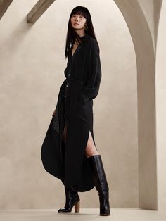 Felisa Midi Shirtdress | Banana Republic Midi Shirt Dress, Style Mistakes, Shirtdress, Black Outfit, Edgy Fashion, Cut And Style, Women Clothes Sale, Jumpsuit Dress, Banana Republic