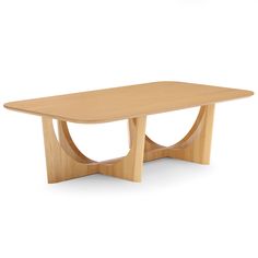 a wooden table sitting on top of a white floor