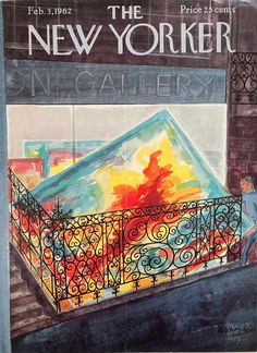 the new yorker magazine cover shows a man standing on a balcony