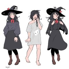 three women in witches hats and dresses, one is talking on her cell phone while the other