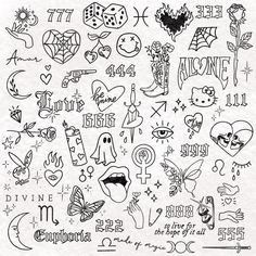 an image of tattoos drawn on paper with ink and watermarks, including the word love