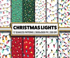 christmas lights digital paper pack for commercial use