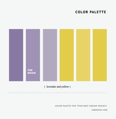 the color palette is shown in shades of purple, yellow and white with different colors