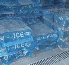 bags of ice are stacked on top of each other