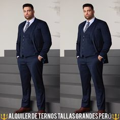 https://m.facebook.com/AlquilerDeTernosTallasGrandesPeru/ Big And Tall Groom Attire, Big And Tall Groom, Style For Big Men, Plus Size Black Men, Plus Size Groom, Black Men Suits, Blue Tux