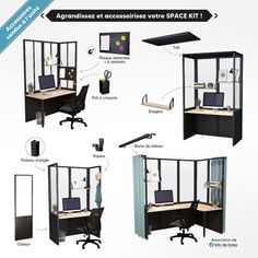 four different types of office furniture