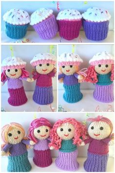 Knit Cupcake, Doll Knitting Patterns, Cupcake Dolls, Doll Knitting, Knitting Patterns Toys