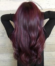 Dark Vampire Hair, Dark Purplish Red Hair, Dark Red Almost Black Hair, Dark Cherry Hair Color Burgundy, Dark Ruby Hair, Burgundy Hair Plum Purple, Purple Brunette Hair, Cherry Coke Hair Color With Highlights, Burgundy Purple Hair