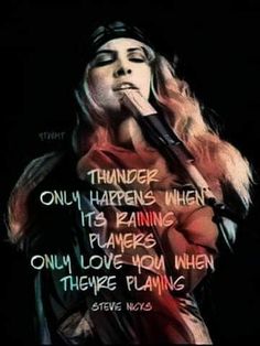 an image of a woman singing into a microphone with the words thunder on her face