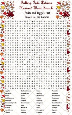 a thanksgiving word search with autumn leaves and berries on the bottom, in white background