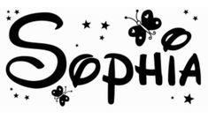 the word sophiia with butterflies and stars