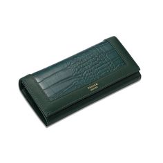 Buy Green Croc Printed Long Wallet Fashion Wallet with Button Worldwide Free shipping and return, color: Green , material: Faux Leather Women's Wallets, Vintage Clutch, Croc Print, Luxury Wallet, Wallet Pattern, Ladies Clutch, Wallet Organization, Leather Bag Women, Passport Cover