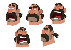 an animated man's face with different facial expressions and haircuts in various poses