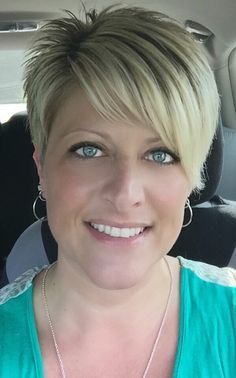 My new asymmetrical pixie haircut--I LOVE IT! ❤️ Short Asymmetrical Haircut, Asymmetrical Haircuts, Wedge Hairstyles, Asymmetrical Haircut, Choppy Haircuts, Choppy Bob