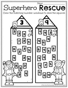 the superhero rescue worksheet for students to practice numbers