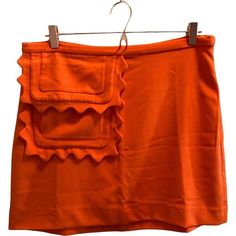 Victoria Beckham Target Bright Orange Mod Retro Mini Skirt Scalloped Pocket Size Large Polyester Rayon And Spandex Materials New Without Tags Spring Skirt With Pockets, Spring Skirt With Pockets And Elastane, Fitted Orange Skort, Fitted Elastane Skirt With Pockets, Stretch Elastane Skirt With Pockets, Orange Mini Skirt Bottoms With Pockets, Orange Mini Skirt With Pockets, Fitted Orange Mini Skort, Victoria Beckham For Target