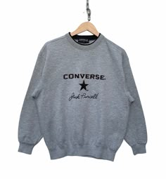 "Please leave me your contact phone number, as the shipping company always need the phone number to help delivering. converse sweatshirt TTS Medium  Sw600 Measurements: Width (armpit to armpit): 22\" Length (shoulder to end of garment):25\" All measurements are taken with the garment flat on the ground. Refer picture carefully Condition:Good . (used clothing) THANK YOU" Logo All Star, Converse Sweatshirt, Reebok Sweatshirt, Usa Sweater, All Star Converse, Streetwear Sweater, Star Converse, Vintage Converse, Outfit Png